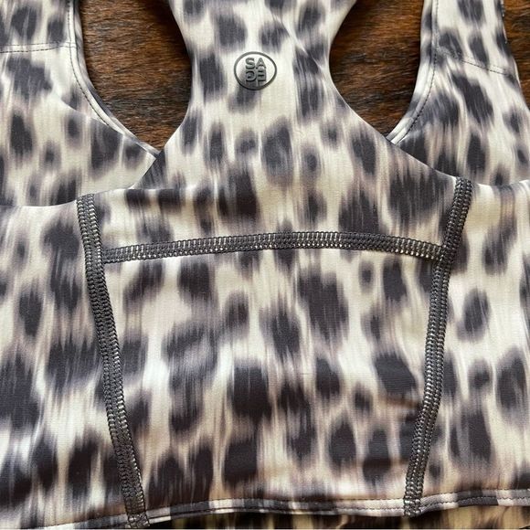 NWT Sage Leopard Print Animal Print Gray & Black Sports Bra Athletic Comfy Yoga - Picture 7 of 11